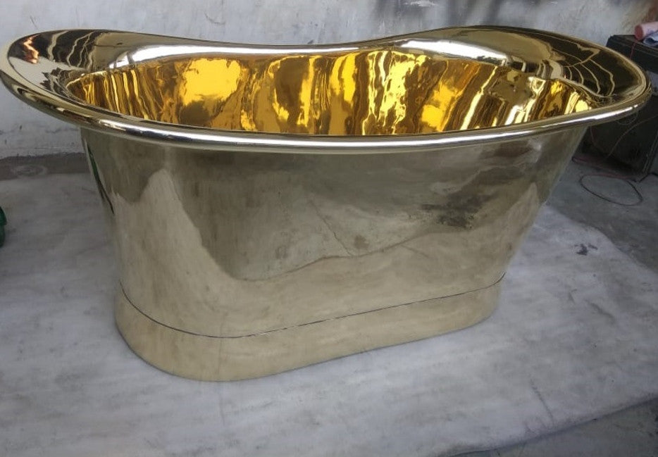 72" Golden Copper Freestanding Bathtub