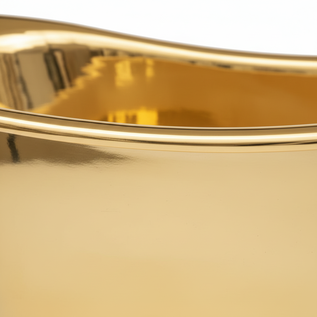 Close-up of a reflective gold surface