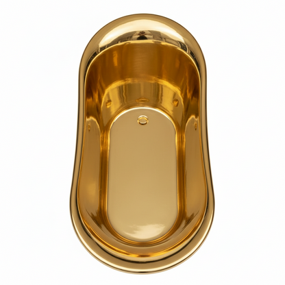 Gold-colored baby bathtub on a white background