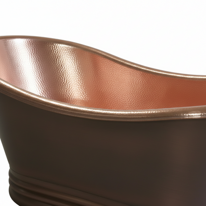 Close-up of a copper bathtub with a white background
