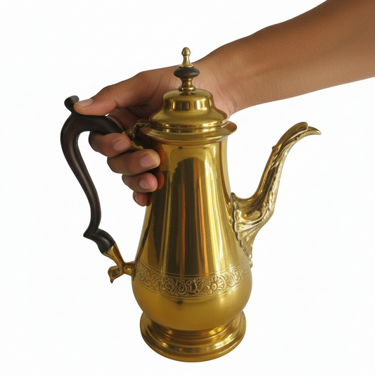 Antique Golden Brass Coffee Pot 13 Inch