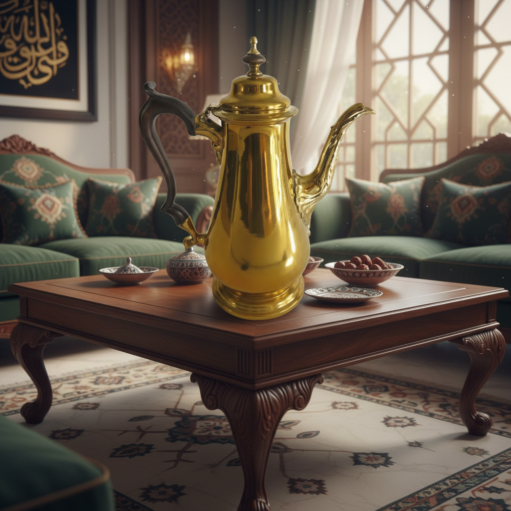 Antique Golden Brass Coffee Pot 13 Inch