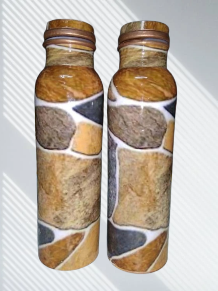 Sticker Meena Printed Copper Water Bottle Set of 2