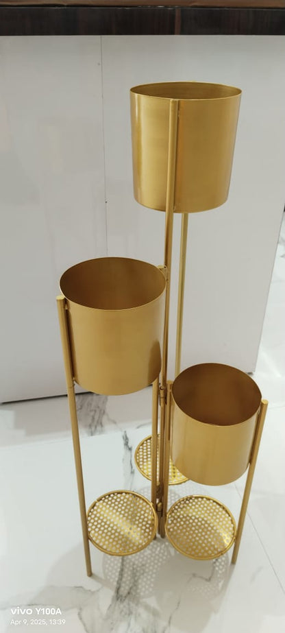 Golden Planter – Three Stand Joined (30 Inch, Metal)