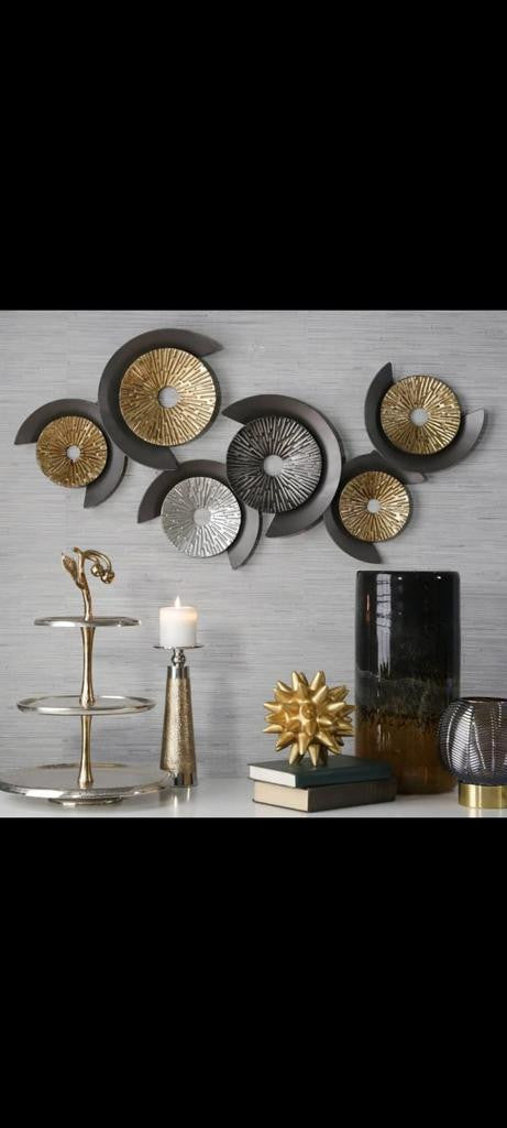Designer Metal Flower Circles Wall Art
