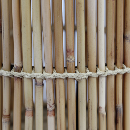 Close-up of woven bamboo strips with a blurred background