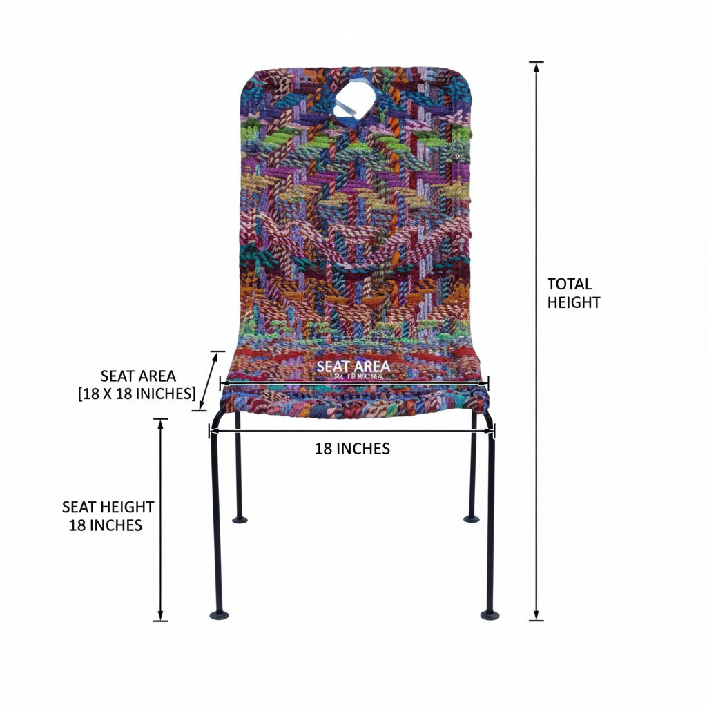 Handcrafted Iron Pipe Chair Multicolour Cloth Rope