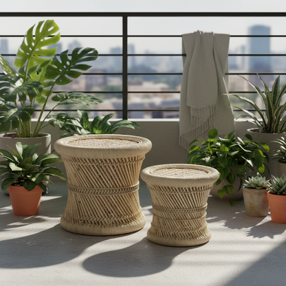 Bamboo Mudda Seating Set Beige Natural