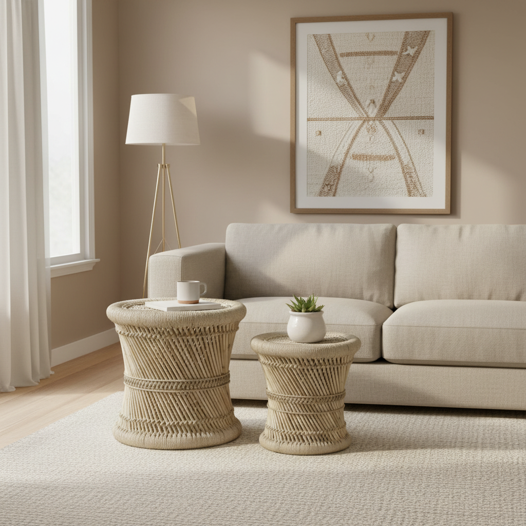 Bamboo Mudda Seating Set Beige Natural