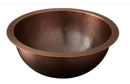 Pure Copper Hand-Hammered Rotunda Dual Mount Bathroom Sink