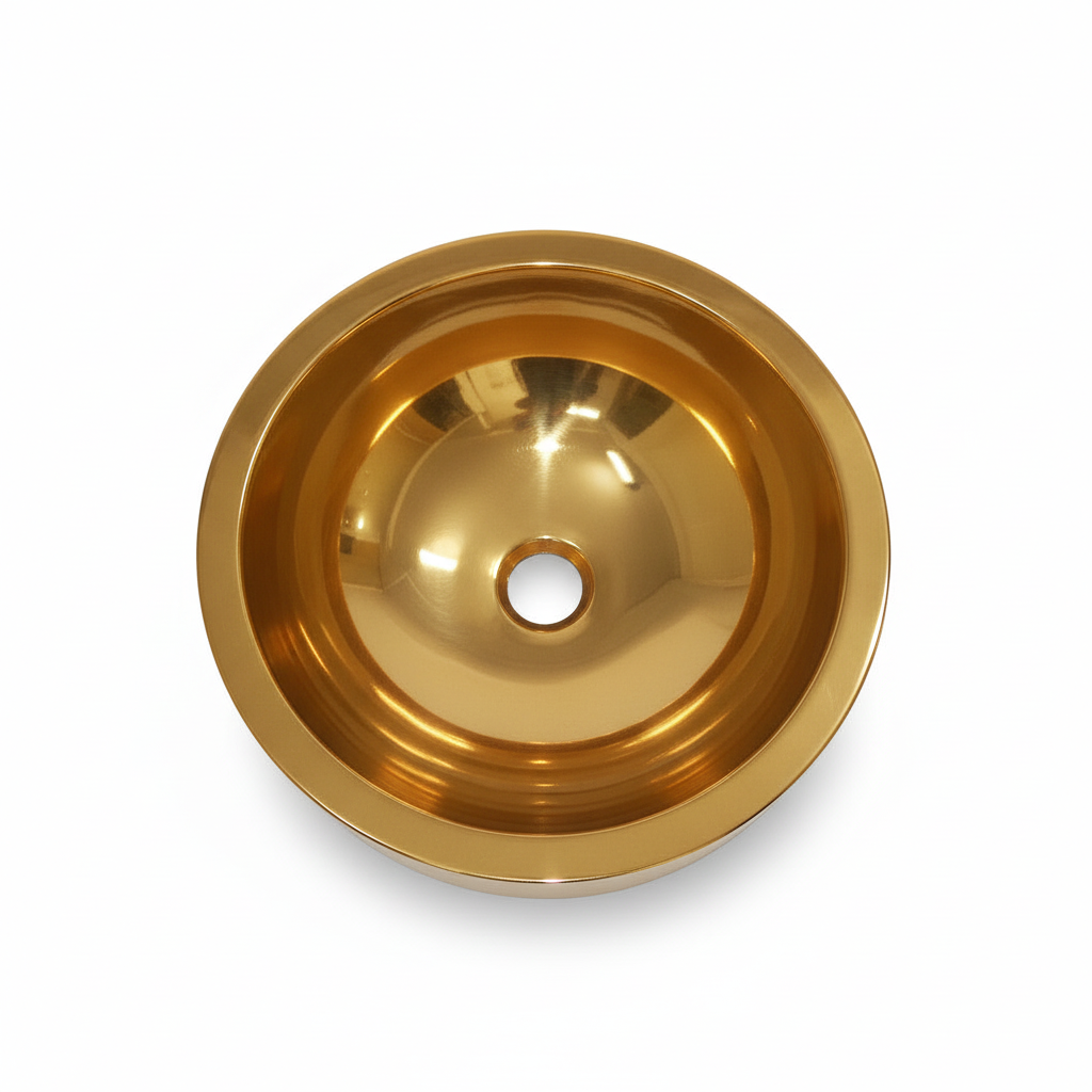 Double Wall Golden Polished Copper Basin 16 Inch Bathroom Sink