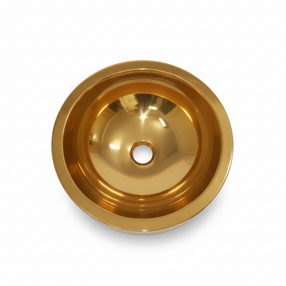 Double Wall Golden Polished Copper Basin 16 Inch Bathroom Sink