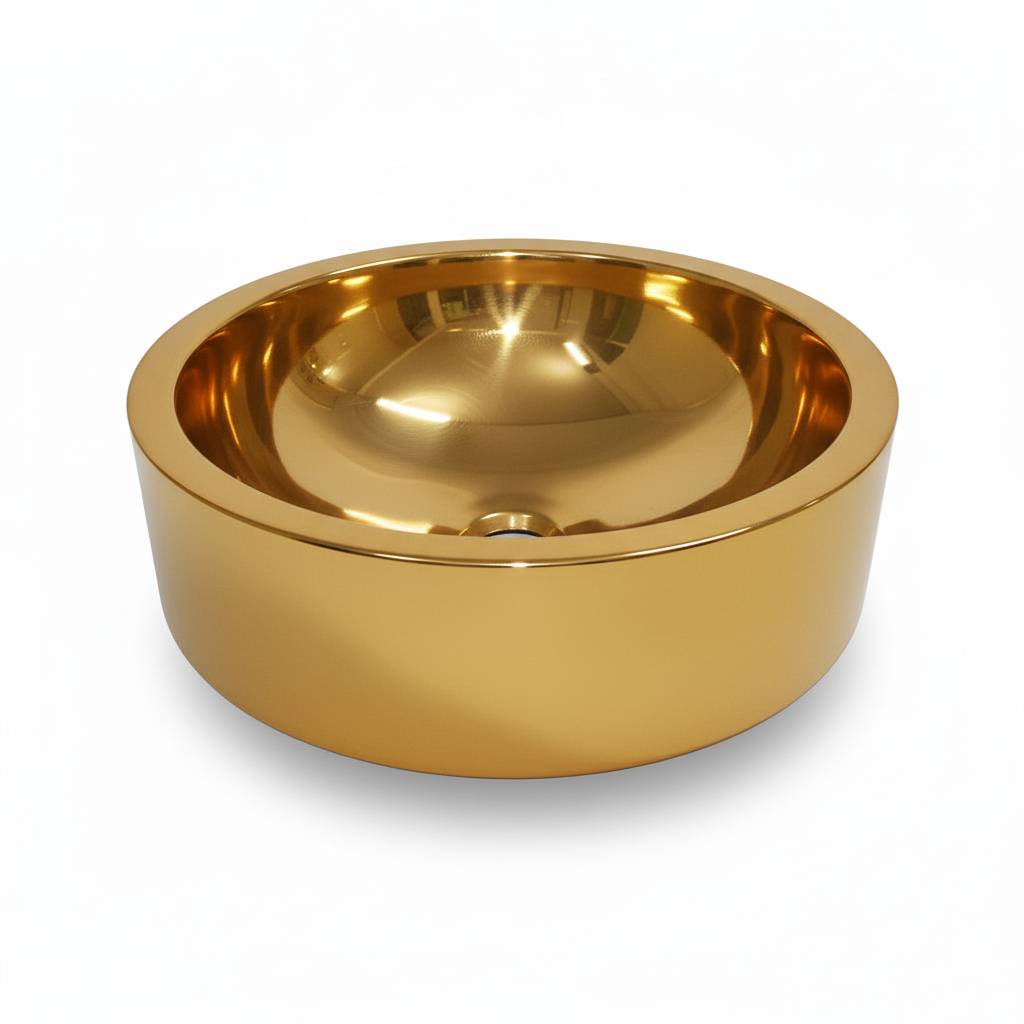 Double Wall Golden Polished Copper Basin 16 Inch Bathroom Sink