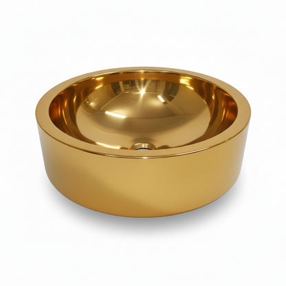 Double Wall Golden Polished Copper Basin 16 Inch Bathroom Sink