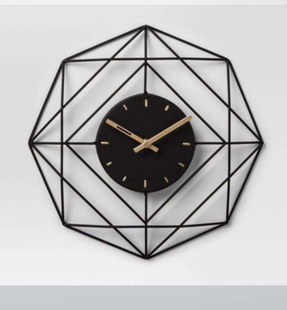 25-Inch Decorative Metal Wall Clock – Black Elegant Statement Piece