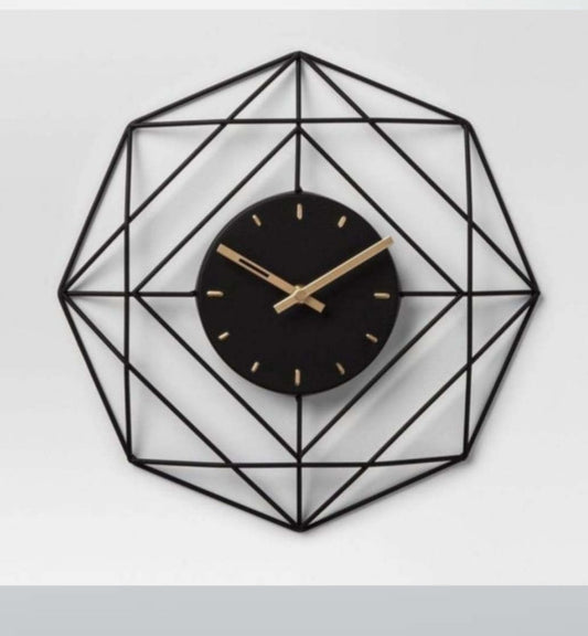 25-Inch Decorative Metal Wall Clock – Black Elegant Statement Piece