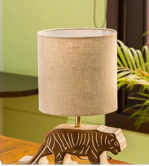 Tiger Handcarved Table Lamp