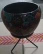 Designer Metal Bowl Planter – 8x8 Inch Multicolour with Black Stand