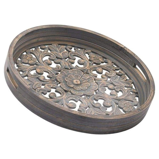 Carved Antique Metallic Hampton Tray – One Size