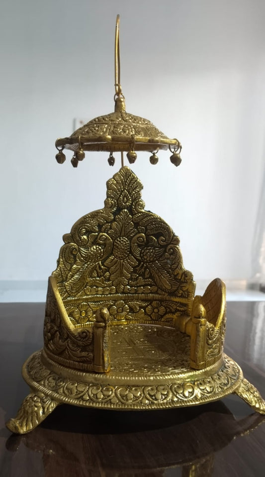 Laddu Gopal Singhasan – Decorative Silver/Gold Polished Idol (12 × 8 × 8 Inch)