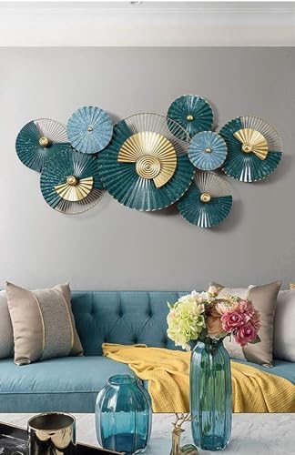 Handcrafted Green Metal Salai Wall Art for Living Room Decor - Brass Decors