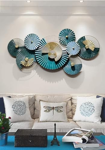 Handcrafted Green Metal Salai Wall Art for Living Room Decor - Brass Decors
