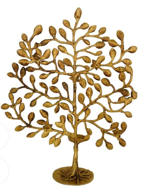 Brass Tree with Candle Stand – Decorative Brass Leaf Hanging (12 × 10 × 5 Inch, 2.5 KG)