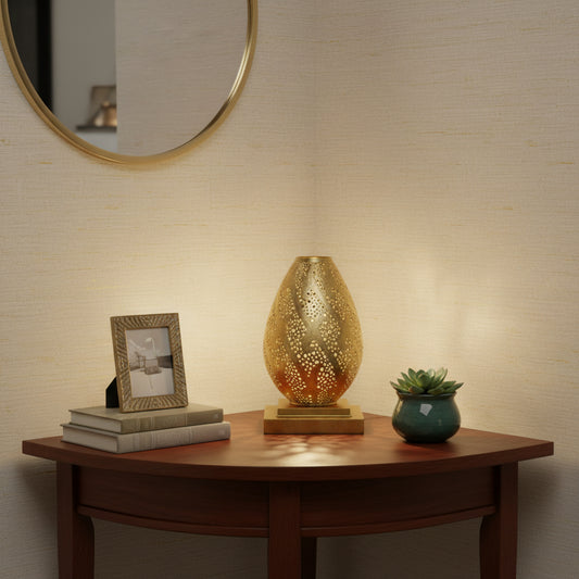 Moroccan Miro Gold Brass Handcrafted Table Lamp