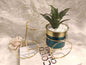 Designer Metal Flower Pot – Blue Gold Printed (30 cm Height)