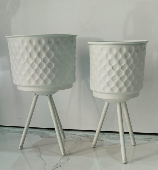 White Foldaan Decorative Metal Planter / Vase – 17 Inch