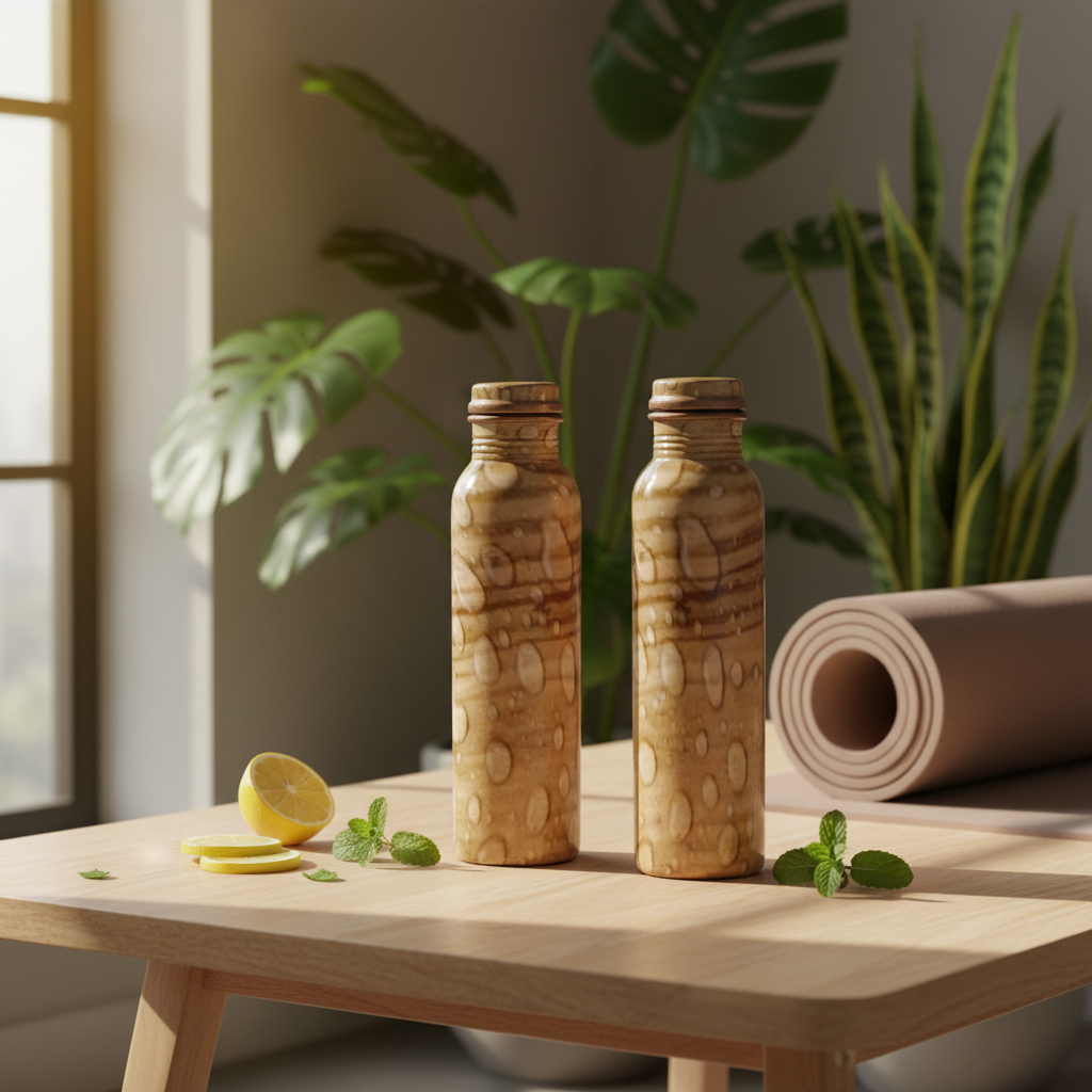 Printed Copper Water Bottle Set of 2