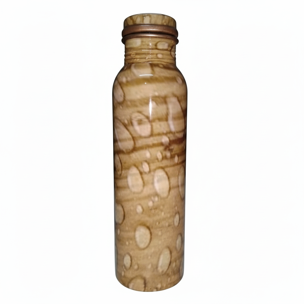 Bamboo-patterned water bottle on a white background