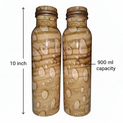 Printed Copper Water Bottle Set of 2