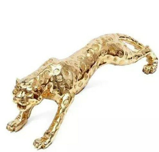 Golden Jaguar Sitting Sculpture – Premium Brass Décor