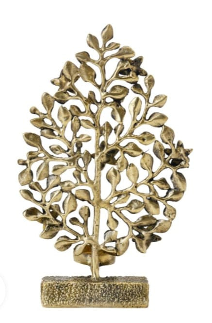 Brass Tree with Candle Stand – Decorative Brass Leaf Hanging (26 × 16 × 7 cm, 1 KG)