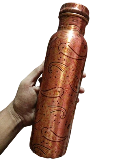 Copper Bottle with Printed Art Work – Stylish & Ayurvedic Wellness Companion