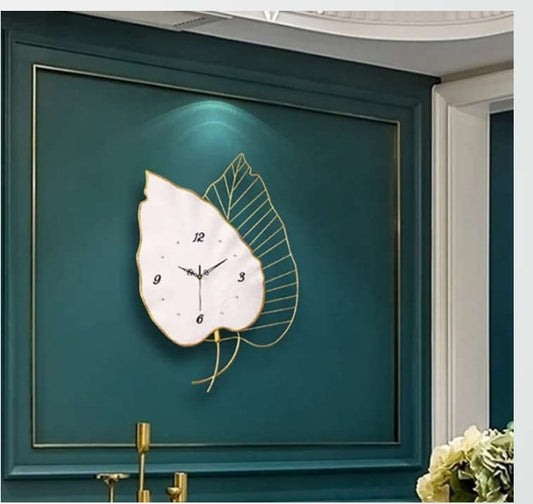 White Leaf Wall Clock