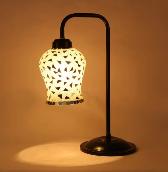 Multi Color Glass Table Lamp with Black Base