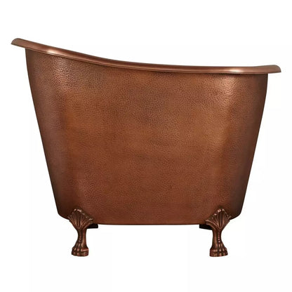 Copper bathtub with a textured surface on a white background