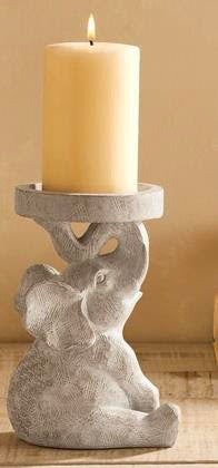 Wood Elephant Candle Holder – Rustic Decorative Accent