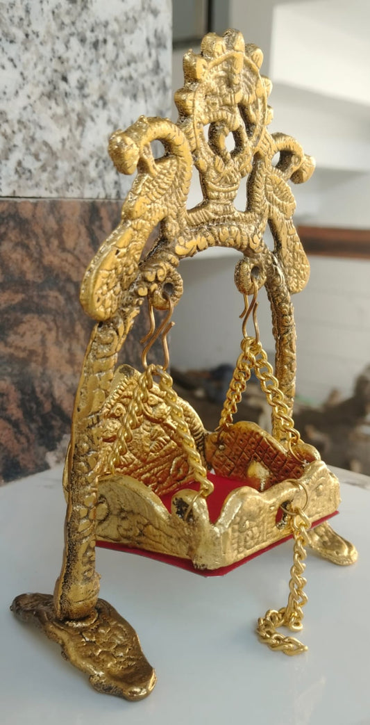 Laddu Gopal Jhulla – Decorative Silver/Gold Polished Idol (7 Inch)