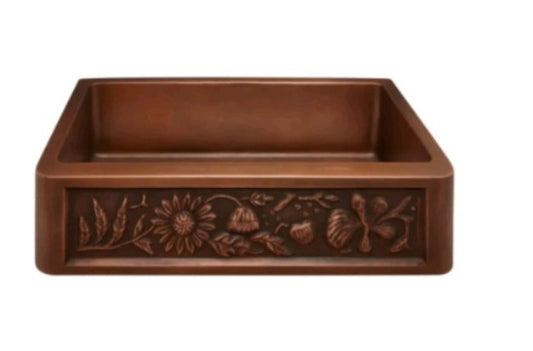 Single Bowl Sunflower Copper Kitchen Sink – Durable & Hygienic