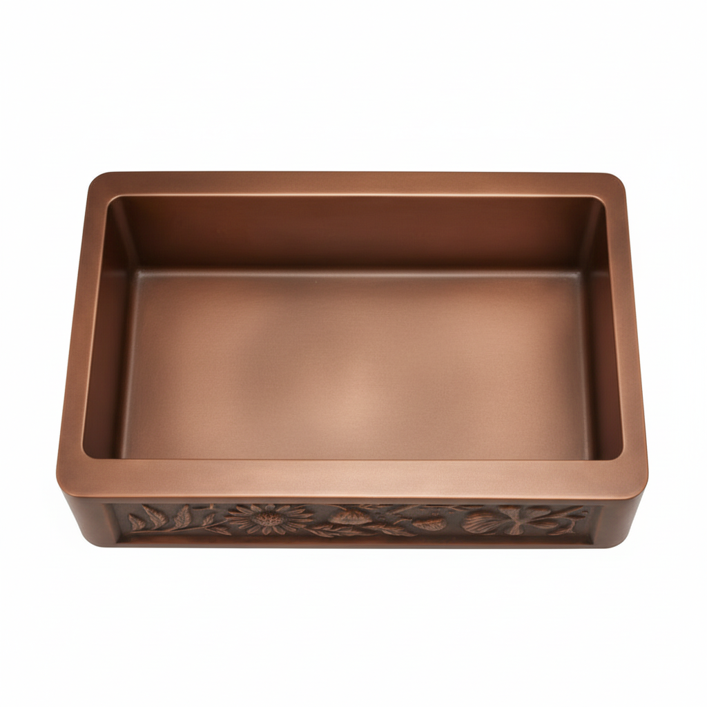 Sunflower Single Bowl Copper Kitchen Sink 36 Inch Farmhouse Design