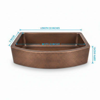 Antique Finish Farmhouse Apron Copper Kitchen Sink 33 Inch