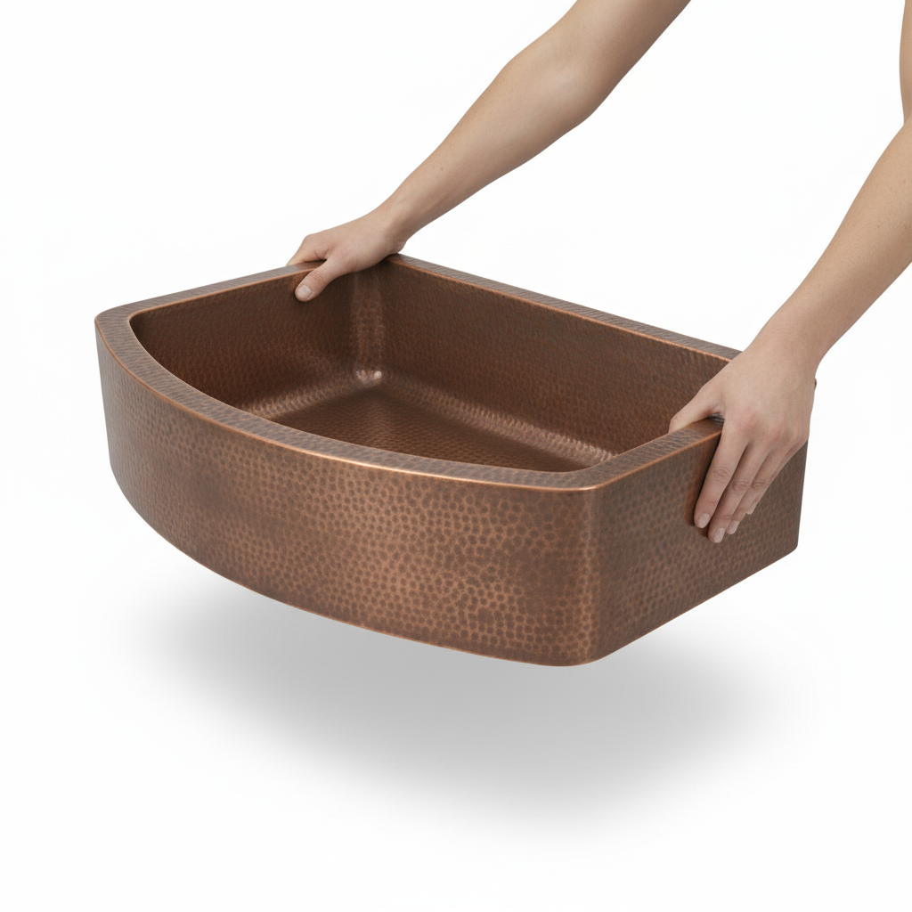 Antique Finish Farmhouse Apron Copper Kitchen Sink 33 Inch