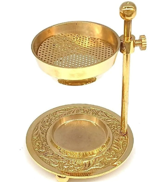Height Adjustable Loban Daan – Decorative Brass Incense Stand (4 × 2.5 × 3 Inch, Super Fine Brass)