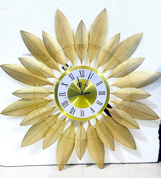 Leaves Shape Metal Wall Watch