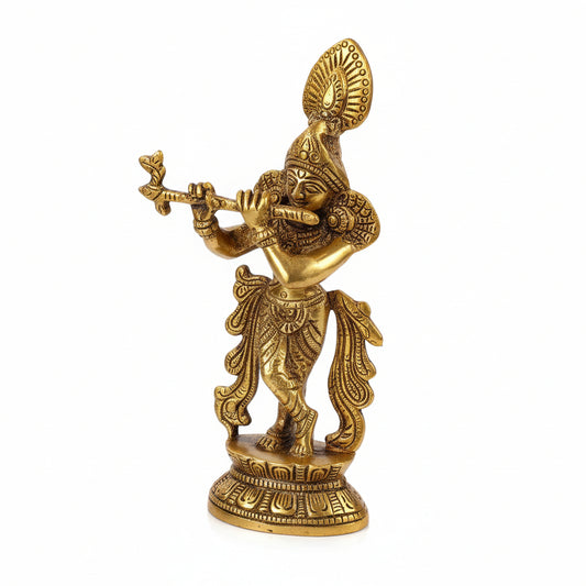 Gold figurine on a marble surface