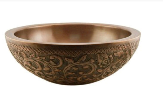 Pure Copper Hand-Hammered Rotunda Dual Mount Bathroom Sink