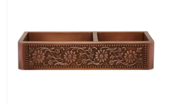 Double-Bowl Copper Kitchen Farmhouse Sink – Durable & Hygienic